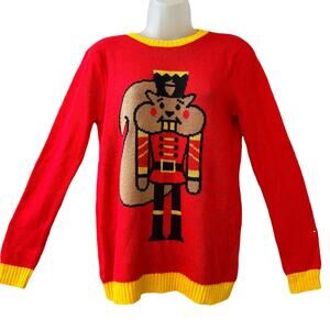 Norther Pole Kawaii Nutcracker Squirrel Ugly Christmas Sweater Size XS